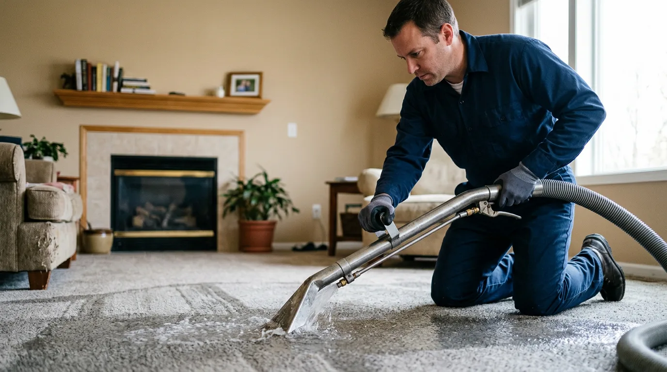 Water damage restoration technician working near West New York, NJ